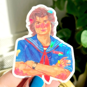 Steve Scoops Handpainted Sticker | Holographic Vinyl Sticker | Laptop Waterbottle Sticker