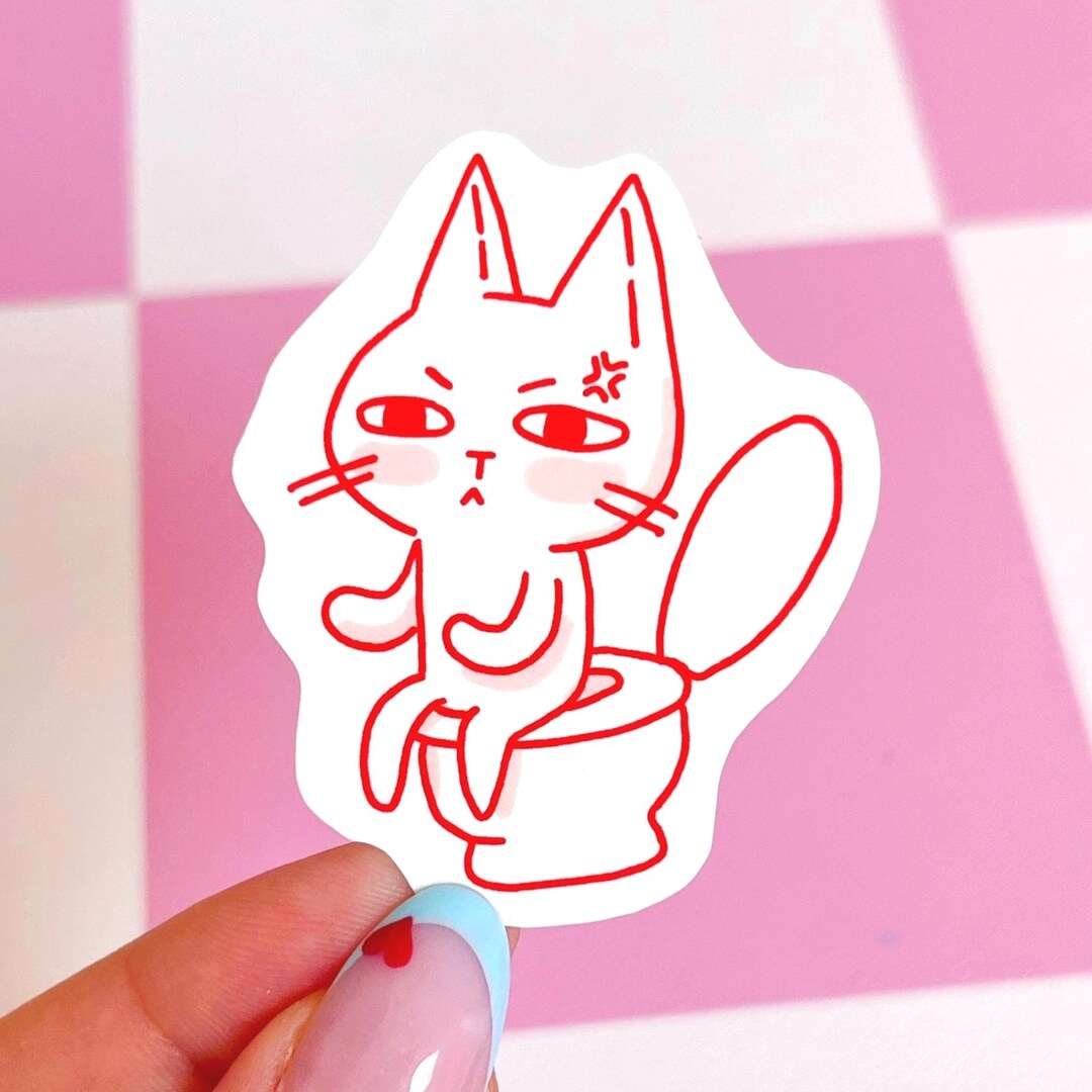 Pooping Cat Sticker | Waterproof Vinyl Sticker - Etsy