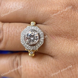 1880s Antique Edwardian 2.30 Ct Old European Diamond Engagement Ring In 935 Argentium Silver, Vintage Two Tone Ring, Antique Fine Jewelry