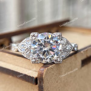 1880s Vintage 2.00 Ct Old European Diamond Wedding Ring Edwardian Antique Engagement Ring In 935 Argentium Silver Retro Estate Jewelry Ring