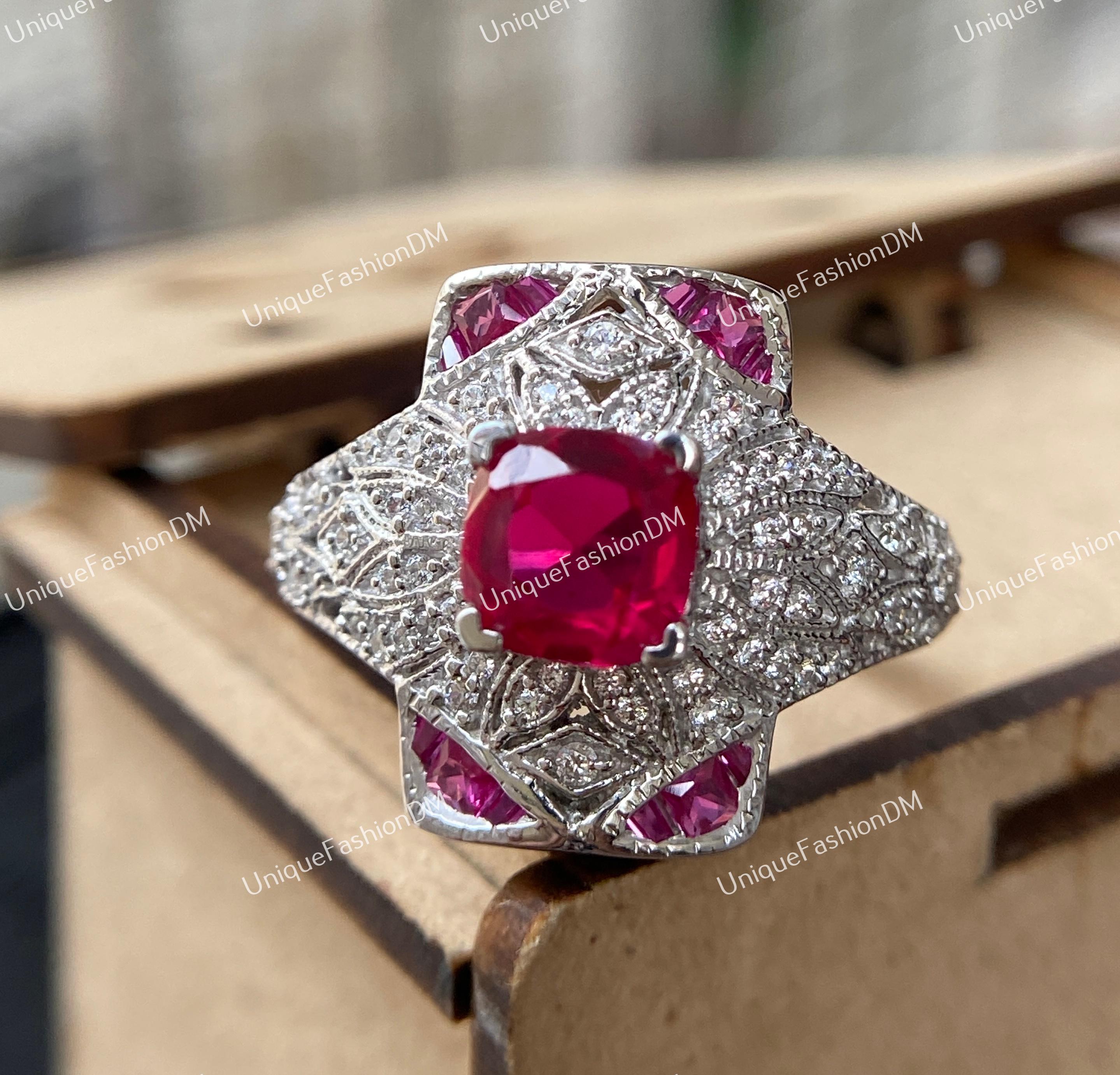 アンティークリング　アールデコ　ルビー✖️ダイヤ ヴィンテージ 1880年代 アールデコ 2.30カラット ルビー ダイヤモンド