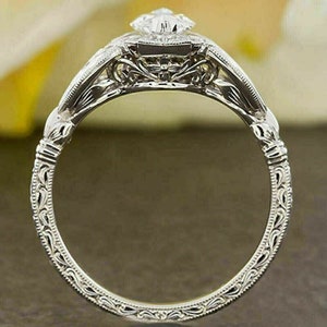 1880er Jahre Art Deco Vintage Verlobungsring 1.50 Ct Marquise Diamant Verlobungsring 935 Argentium Silber Ehering Antiker Edwardian Ring Bild 4