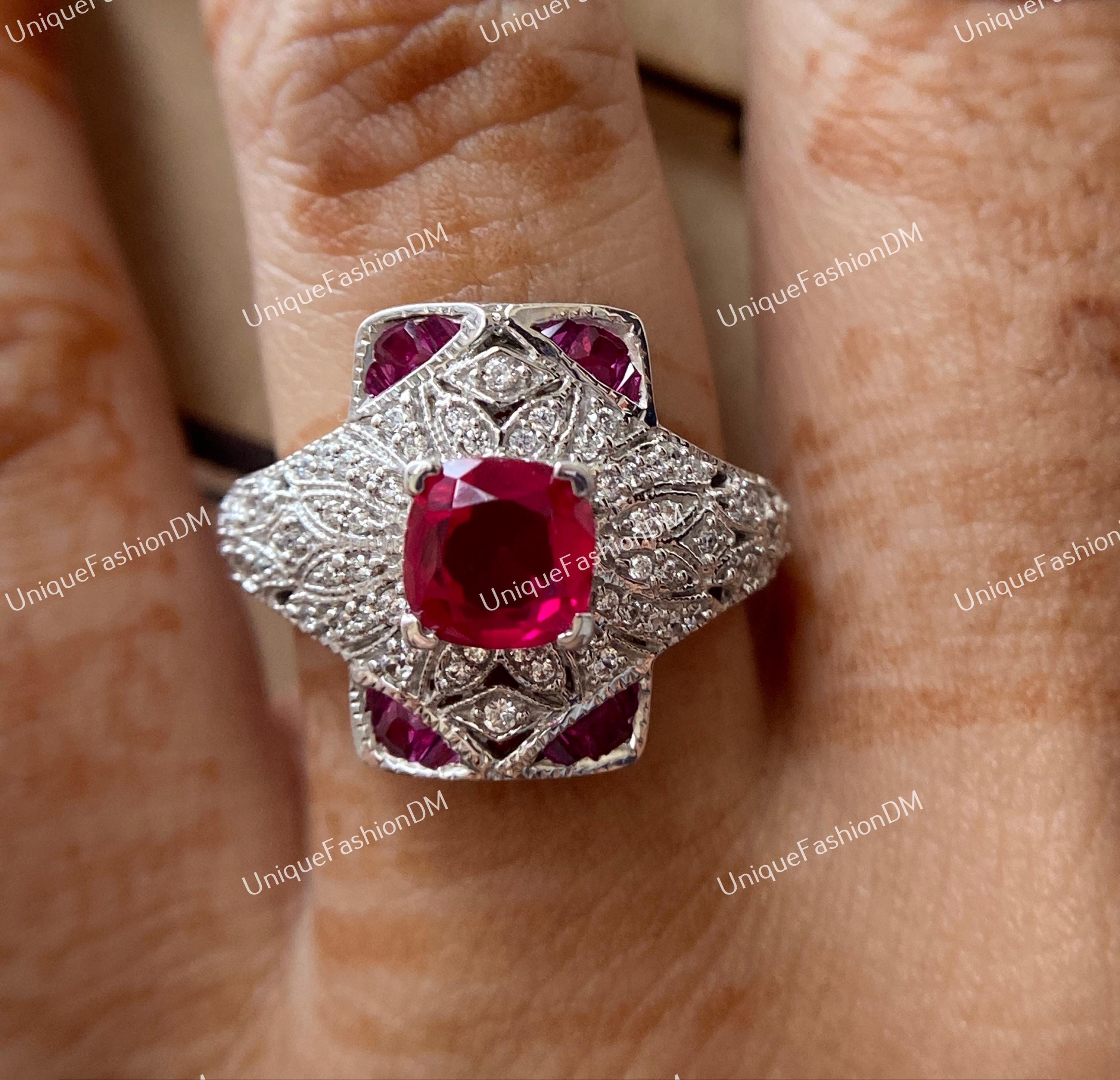 ヴィンテージ 1880年代 アールデコ 2.30カラット ルビー ダイヤモンド