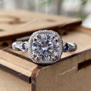 1880s Vintage 2.30 Ct alter europäischer Diamant-Verlobungsring aus 935 Argentium Silber, Art-Deco-Ring, antiker Ring aus der Edwardischen Epoche, Mid-Century Ring
