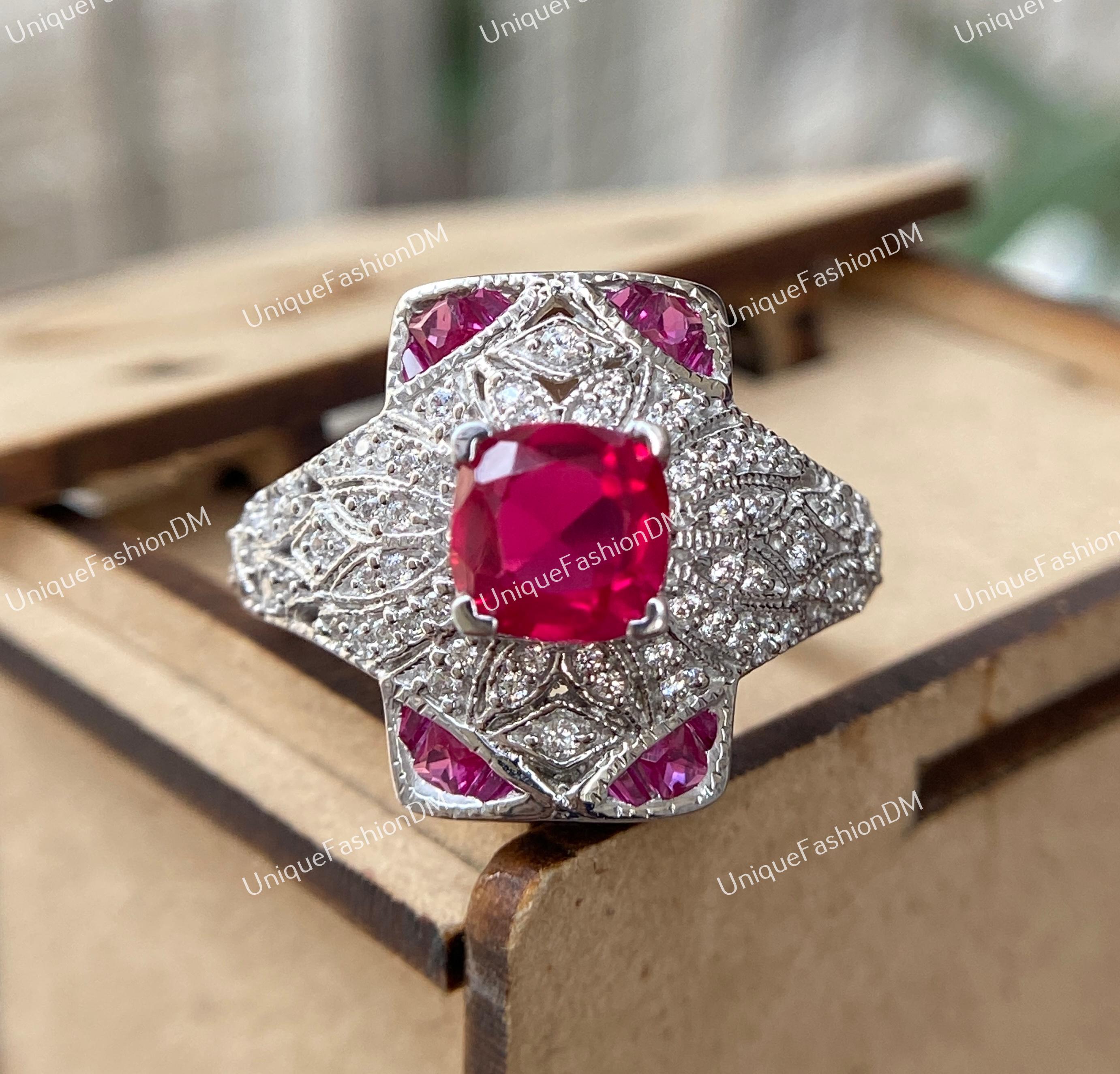 ヴィンテージ 1880年代 アールデコ 2.30カラット ルビー ダイヤモンド