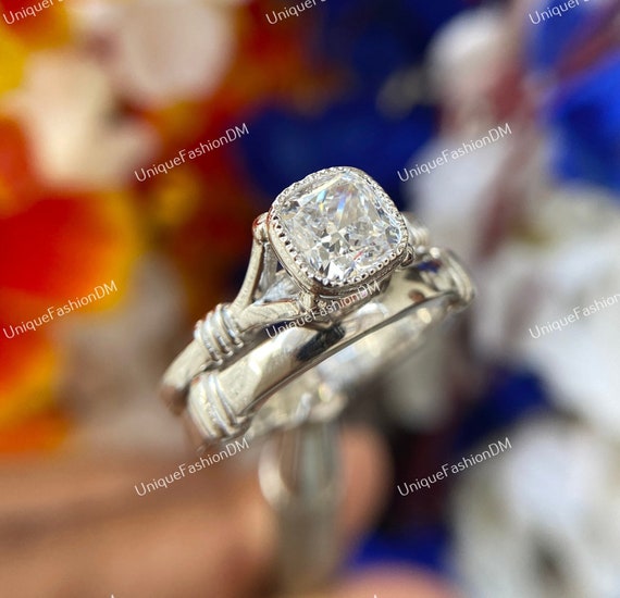 1880s Antique Ct Old European Diamond Art Deco Bridal Set