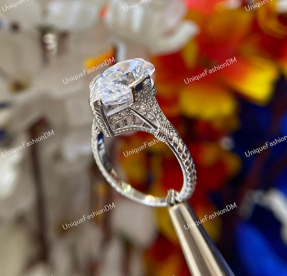 1880's Vintage Pear Cut Diamond Engagement Ring in 935