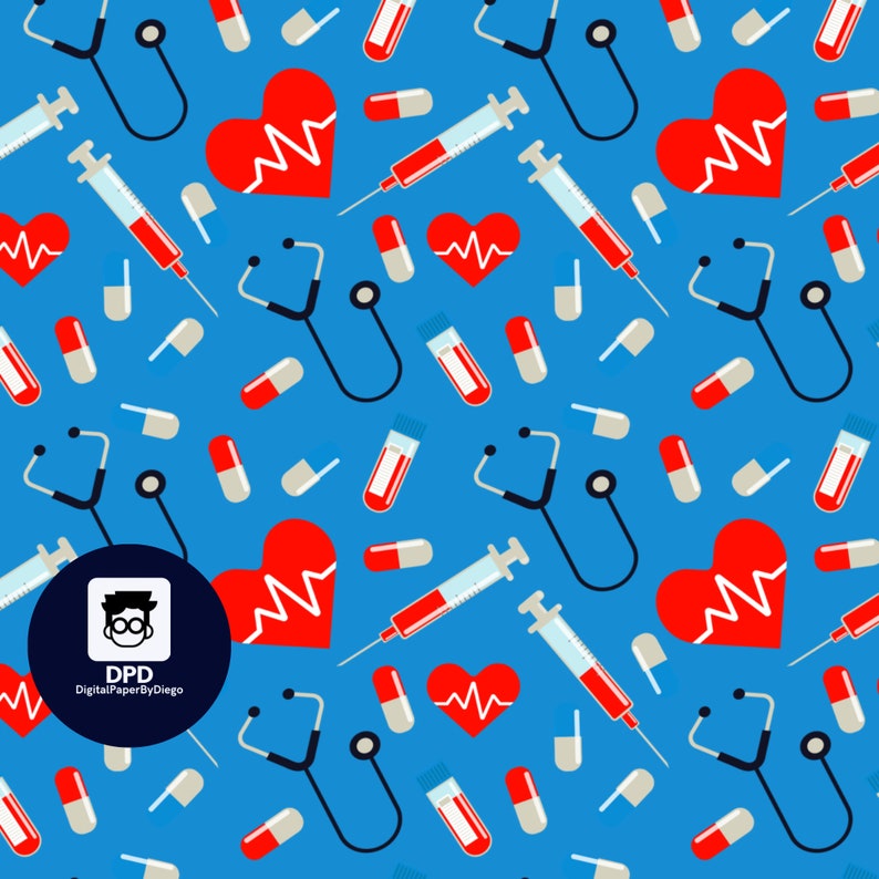 5x Digital Paper Nurse Seamless Pattern Medical Printable - Etsy