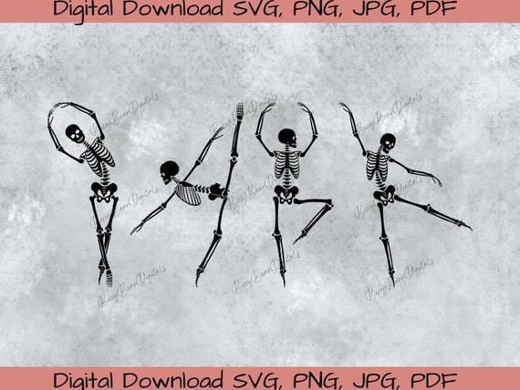 Ballerina Skeletons Dance Halloween Digital Download SVG, PNG, JPG, pdf