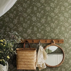 Vintage Wallpaper Green Tandrils Boho Home Decor Sold Per Full Roll Only 20.50 wide x 33ft long 3 Colors to Choose from image 1