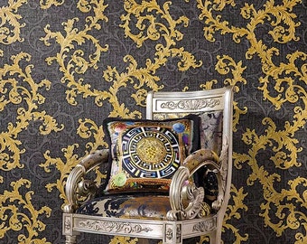 Vintage behang neo barok boho woondecoratie verkocht alleen per volle rol - 27,50" breed x 33ft lang