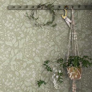Gray Fruits Vintage Wallpaper Deep Sea Boho Home Decor Sold Per Full Roll Only - 20.50" wide x 33ft long