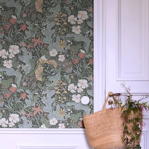 Vintage Wallpaper Tendrils and Dots Boho Home Decor Sold Per Full Roll Only - 20.50" wide x 33ft long