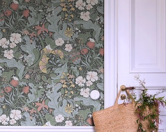 Vintage Wallpaper Tendrils and Dots Boho Home Decor Sold Per Full Roll Only - 20.50" wide x 33ft long