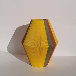 Small Lampshade Handcrafted, Yarn Wrapped Drum Lamp, Cotton Woven Macrame Pendant, Spider Frame Colorful Handmade Chandelier Lamp