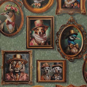 Vintage Tapete Zoo Galerie Boho Home Decor Verkauft Pro Volle Rolle Nur - 20,50 "Breite x 33 Fuß Lang - 3 Farben zur Auswahl