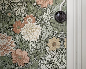 Vintage Art Nouveau Floral Wallpaper - Beige, Brown & Green