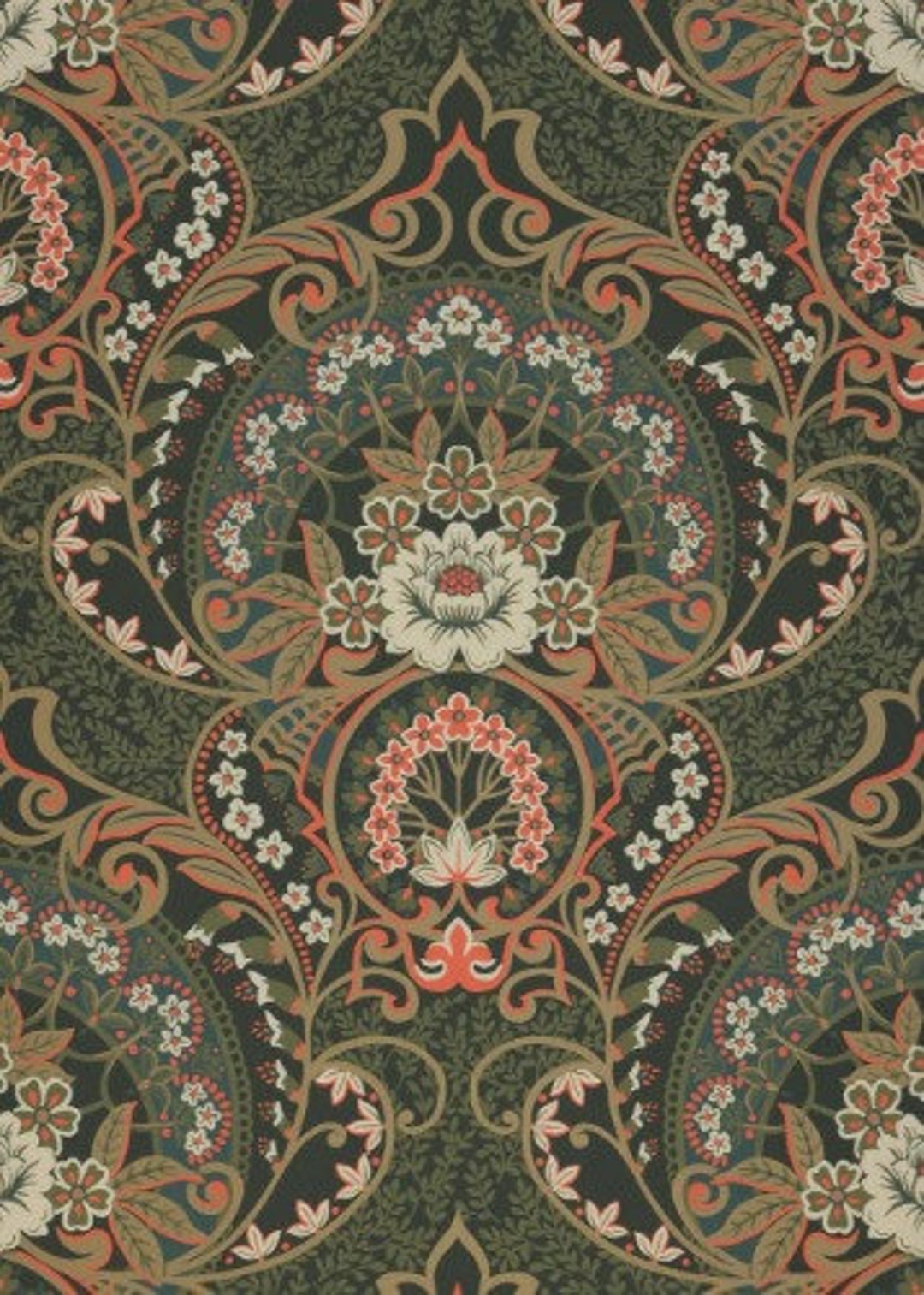 Vintage Wallpaper Crimson Boho Home Decor Sold per Full Roll Only 3