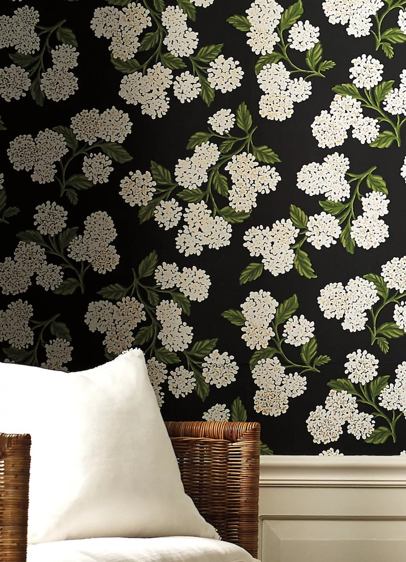 Vintage Wallpaper Hydras Boho Home Decor Sold Per Full Roll Only 20.50 wide x 33ft long 3 Colors to Choose From Black