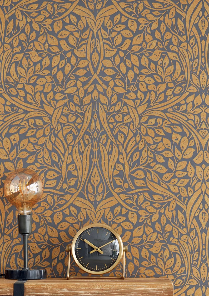 Vintage Wallpaper Gold Rushs Boho Home Decor Vendido por rollo completo solamente 27.17 de ancho x 33 pies de largo imagen 1