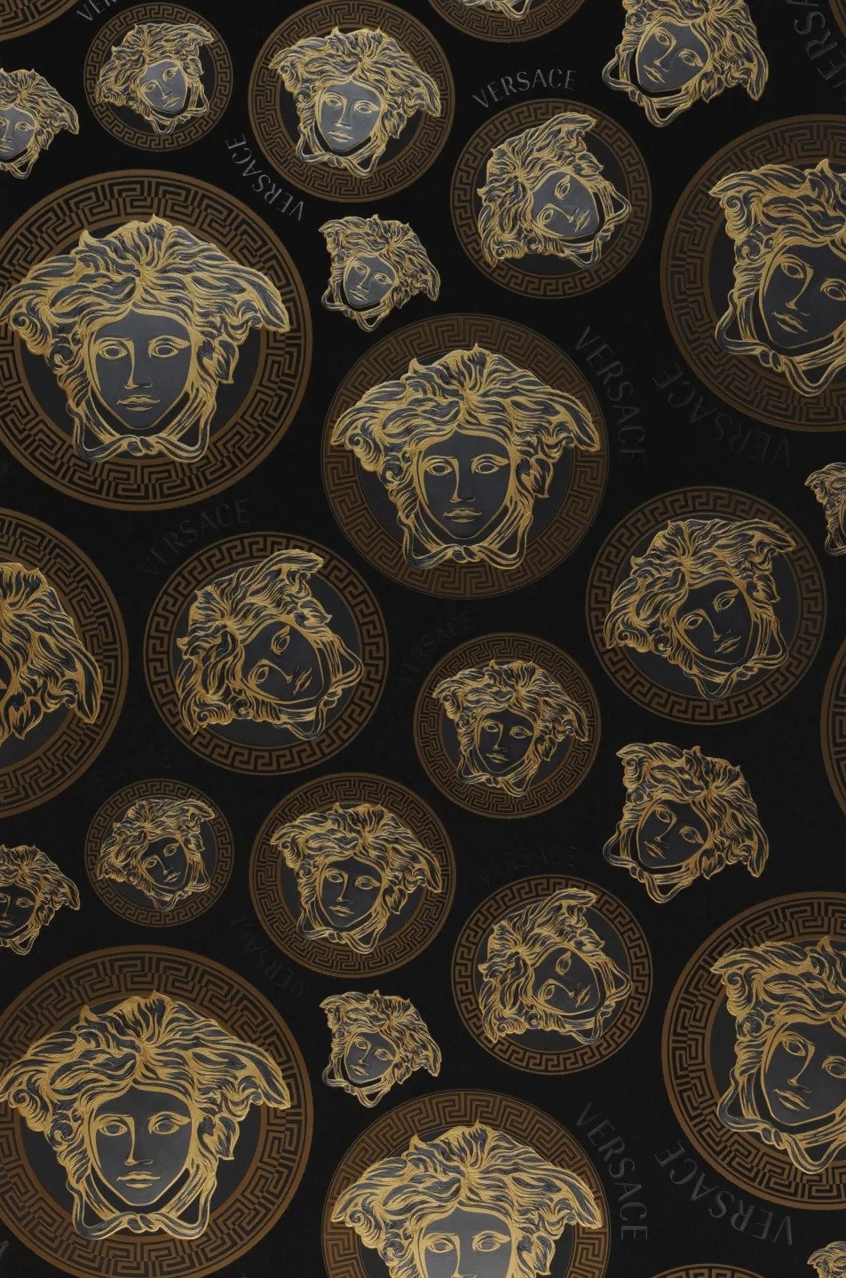 Vintage Medusa Wallpaper: Gold Graphic Ornament, Boho Home Decor