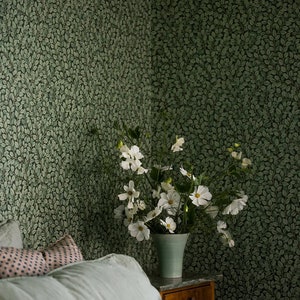 Vintage Wallpaper Green Selva Boho Home Decor Sold Per Full Roll Only - 20.50" wide x 33ft long - 2 Colors to Choose from