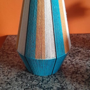 Small Lampshade Handcrafted, Yarn Wrapped Ceiling Lamp, Cotton Woven Macrame Pendant, Spider Frame Colorful Handmade Chandelier Lamp