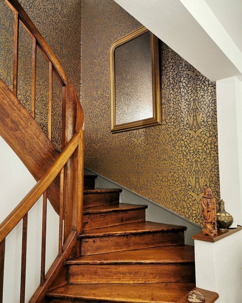 Vintage Wallpaper Gold Rushs Boho Home Decor Vendido por rollo completo solamente 27.17 de ancho x 33 pies de largo imagen 2