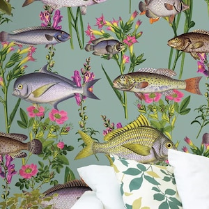 Vintage Wallpaper Deep Sea Boho Home Decor Sold Per Full Roll Only - 20.50" wide x 33ft long