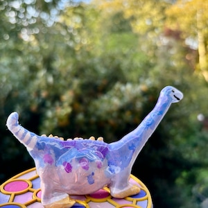 Diplodocus in ballet flats polymer clay dino