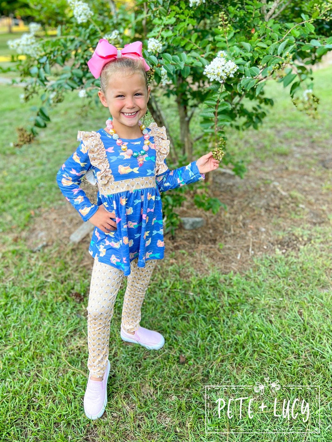 Pete + Lucy Penguin Party Pants Set