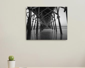 Sotto il molo, Folly Beach Photography, Charleston, South Carolina Belle arti su tela 8X10