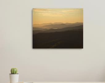 ノースカロライナ西部の日の出、ファインアート写真、ブルーリッジ山脈のキャンバスプリント 8X10