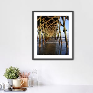 Framed Fine Art Paper Print Folly Beach Pier, Folly Island, South Carolina, print 20X16, framed 24X20.