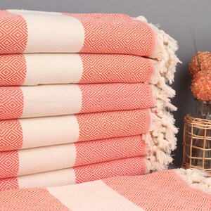 Personalized Towels, Turkish Towel, Orange Towel, Diamond Towel, 40x71 Inches Bachelor/Bachelorette Party Favors, Gift Towel,