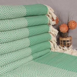 Bridesmaid Gift, Home Gift, 79x91 Inches Green Cotton Throw, Bridal Shower Gift, Gift For Her, Personalized Bridesmaid Beach Towel,