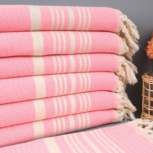 Custom Hand Towel, Cotton Tea Towel, Bright Pink Towel, Striped Towel, 18x40 Inches Bridesmaid Gift, Bulk Order Towel, Gym Towel,