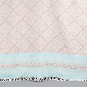 Embroidered Beach Towel, Personalized Towels, Light Brown-Turquoise Towel, Geometric Towel, Patterned Towel, 36x71 Inches Bachelor Gift,