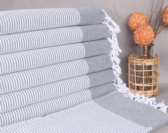 Personalisiertes Handtuch, Personalisiertes Küchentuch, Schwarzes Handtuch, Gestreiftes Handtuch, Brautjungfer Geschenk, Spa Handtuch, Kleines Badetuch, 45x40cm,