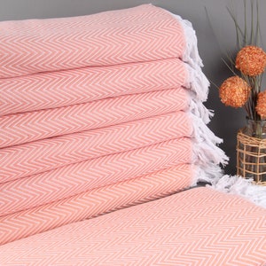 Turkish Blanket, Couch Throw, Coral Blanket, Chevron Blanket, 79x95 Inches Handmade Bedspread, Couch Blanket, Bedding Blanket,