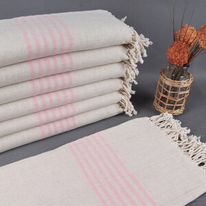 Toalla de playa, Toalla orgánica, Toalla rosa, Toalla de rayas, Toalla de lino de 40x71 pulgadas, Toalla bordada, Peshtemal de verano, Toalla cálida,