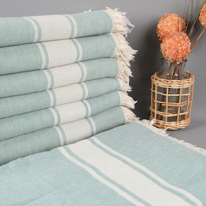 Large Towel, Bedcover, Green Throw, Striped Blanket, 60x71 Inches Cotton Bedspread, Gift Throw, King Size Throw, Couch Throw,