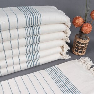Organic Beach Towel, Wholesale Towels, Petrol Blue Peshtemal, Striped Towel, 40x71 Inches Bridesmaid Towel Gift, Hammam Towel,