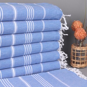 Personalized Gift for him, Personalized Towel, Sax Blue Towel, Striped Towel, 40x71 Inches Monogrammed Turkish Beach Towel, Gym Towel,