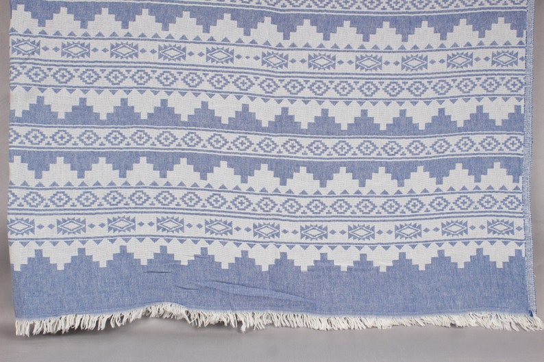 Turkish Blanket, Large Towel, Sax Blue Blanket, Kilim Throw, 56x85 Inches Cotton Throw Blanket For Couch, Camping Throw, Decor Throw, image 9