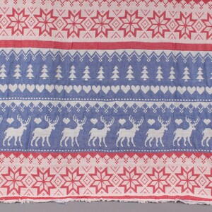 Turkish Beach Towel, Personalized Gift Box Towel, Red-Sax Blue Towel, Deer Towel, Patterned Towel, Animal Towel, Christmas Gift Towel,
