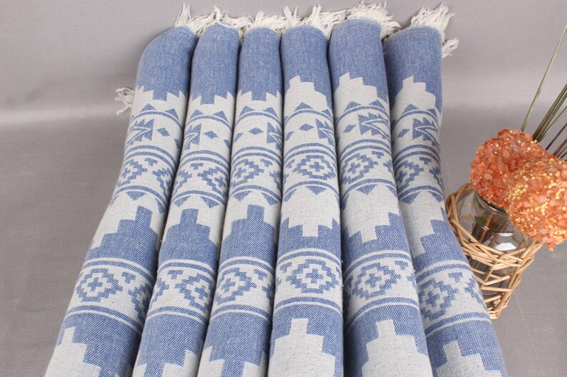Turkish Blanket, Large Towel, Sax Blue Blanket, Kilim Throw, 56x85 Inches Cotton Throw Blanket For Couch, Camping Throw, Decor Throw, image 3