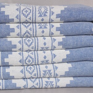 Turkish Blanket, Large Towel, Sax Blue Blanket, Kilim Throw, 56x85 Inches Cotton Throw Blanket For Couch, Camping Throw, Decor Throw, image 2