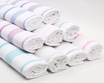 Bridesmaid Gift Towel, 40"x71" Cotton Towel, Thin towel, Striped Towel, Bachelorette Party Decorations, Anniversary Gift For Her,