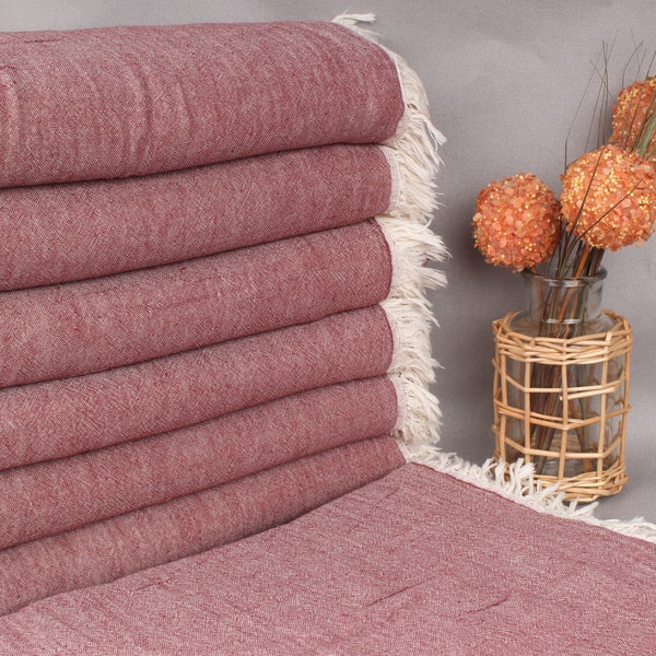 Couvre-lit turc, jeté de couverture turc, couverture bordeaux, couverture unie, couvre-lit bohème de 60 x 71 pouces, jeté de canapé, jeté de rideau,